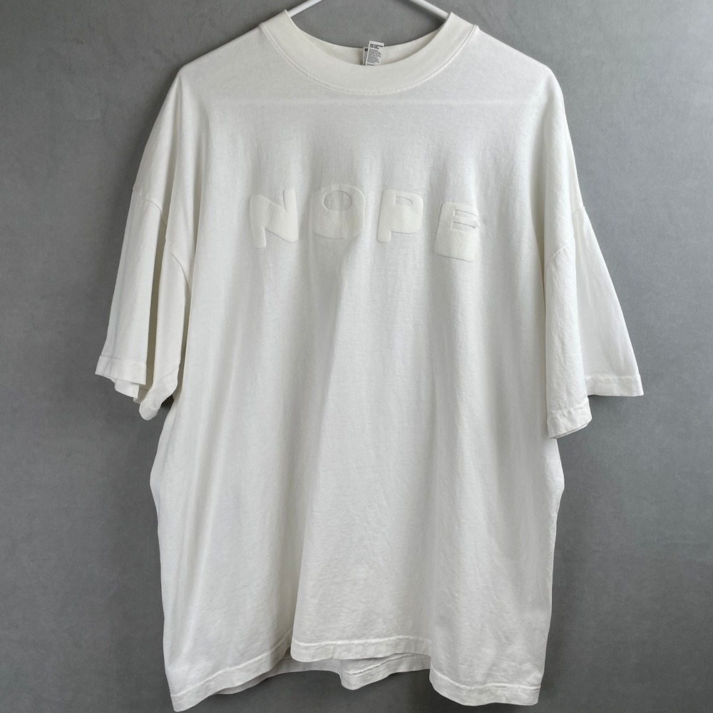Los Angeles Apparel NOPE Puff Print Custom Graphic HW T-Shirt White XL USA READ